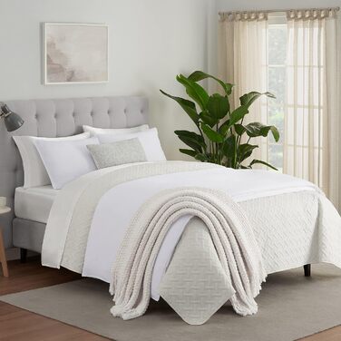 Комплект літньої постільної білизни Serta з ковдрою та наволочками, поліестер, лаймовий колір (Full/Queen, слонова кістка)