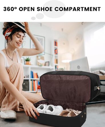 Спортивна сумка LOVEVOOK для подорожей: велика дорожня сумка-мішок 60L з відділенням для взуття (45x36x20cm, чорний)