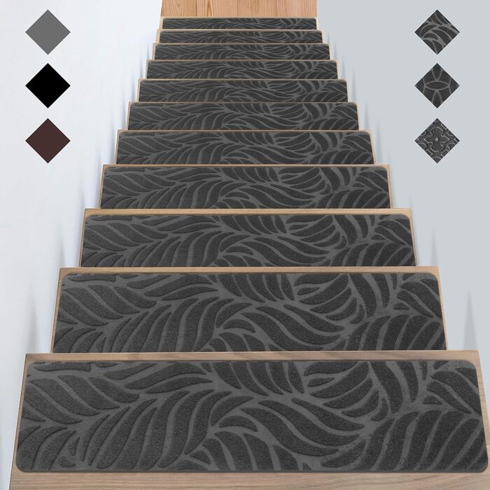 GOYLSER Non-Slip Stair Treads for Wood Stairs - 15 Piece Set (76x20cm) - Felt Self-Adhesive Indoor Stair Mats
