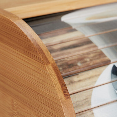 Relaxdays Bamboo Bread Box with Roll-Up Lid