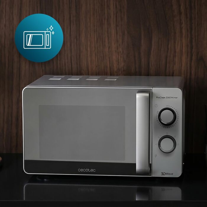 Мікрохвильова піч Cecotec Proclean 3060 Mirror Wave, 20 л, дзеркальна дверцятка, з функцією розморожування