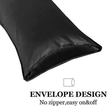 Silk 22 Momme Silk Pillowcase Set of 2, 100% Mulberry Silk Pillowcase for Hair and Skin with Envelope Closure, Soft and Smooth Silk Pillowcase, 50 x 66 cm Black