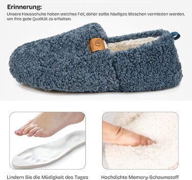 Жіночі теплі домашні тапочки EverFoams з м'якої штучної вовни та Memory Foam, закриті, (39.5 EU, темно-синій)
