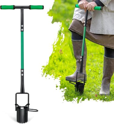 Altdorff 5-in-1 Lawn Plugger Garden Tool, Updated Bulb Planter with Long Handle for Digging, Weeding, Soil Sampling, Transplanting, Sod Plugger with Hole Digging for Tulips,