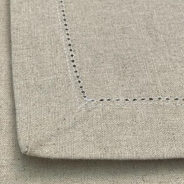 Sweet Needle Linen Napkins, Set of 12, Hemstitch Napkins, Natural Colors, 50x50cm, 100% European Washable Linen Napkins. Ideal for kitchen, Christmas, wedding, restaurant, and everyday use.