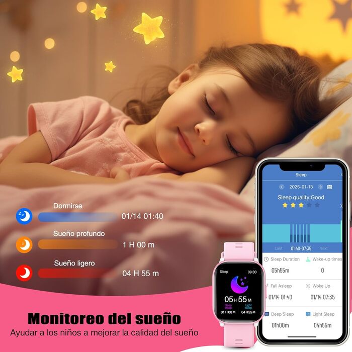 Дитячий розумний годинник для дівчаток та хлопчиків, 1.5' фітнес-трекер з 19 спортивними режимами, моніторингом сну, серцевого ритму, крокомером, IP68 водонепроникний, подарунок для дітей 6-15 років, рожевий
