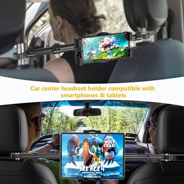Утримувач для планшету в авто Oilcan, кріплення на підголівник, телескопічний, поворотний, для Switch, Lenovo, Fire, Galaxy, iPad Pro Air Mini 4-12.9', смартфонів та планшетів, чорний