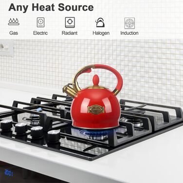 Чайник для заварювання чаю, класичний, з нержавіючої сталі, 3 л (червоний)