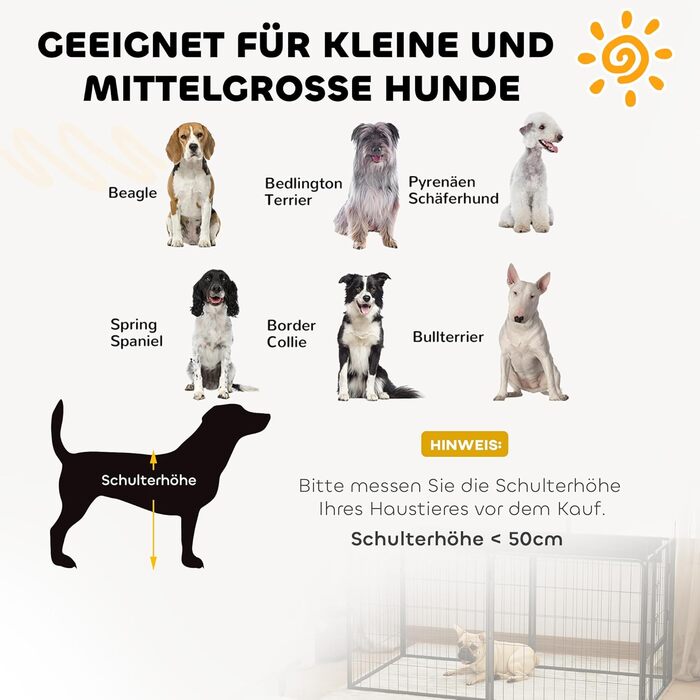 PawHut Розширювальні панелі для вольєру для собак (2 шт.), 80 x 80 см, сталевий загородження для цуценят та собак середніх розмірів, сірий