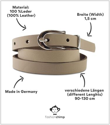 Жіночий шкіряний ремінь fashionchimp Basic, 1.5 см, червоний, Made in Germany
