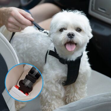 Автомобільний поводок для собак, безпечний, регульований, з надійним замком та амортизатором, чорний