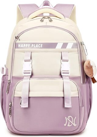 Шкільний рюкзак IvyH для дівчаток, водонепроникний, для 5-9 класів, з нейлону, велика місткість, зелено-фіолетовий