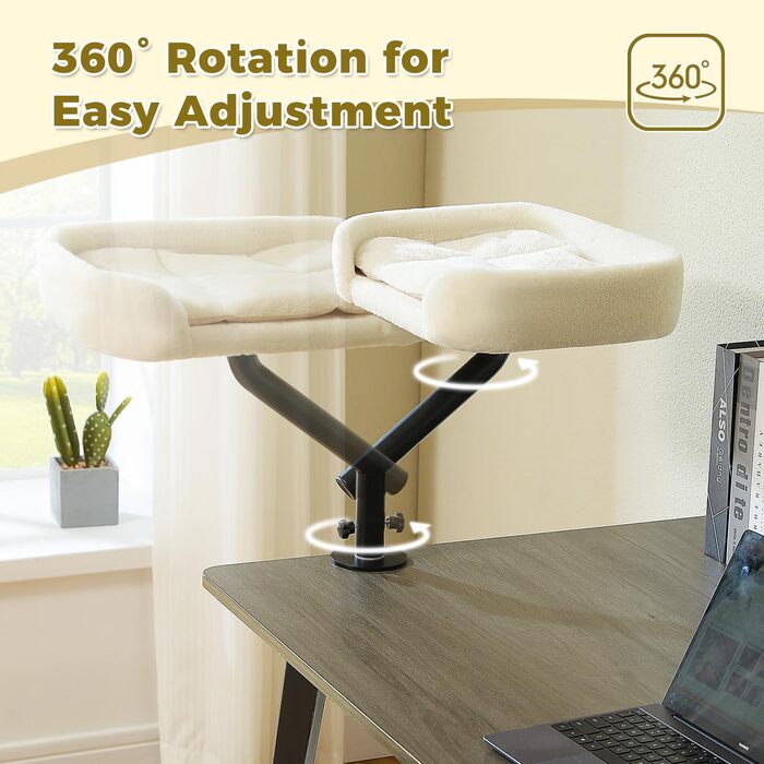 Кігтечка-ліжко для котів PAWZ Road з інтерактивним м'ячиком, обертається на 360°, підходить для ваги до 22.5 кг, бежеве овальне ліжко