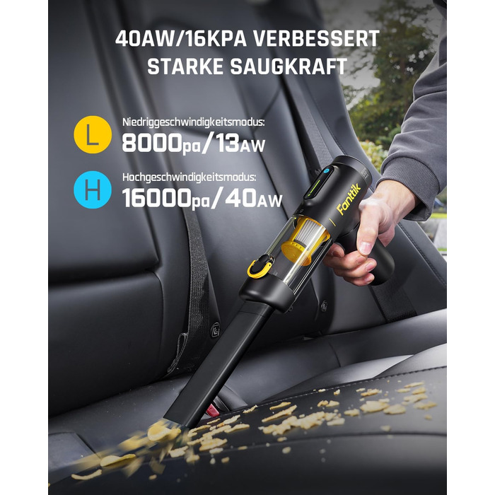 Бездротовий пилосос Fanttik Slim V10 Mix 4-в-1: ручний, для авто, офісу, клавіатур, LED-дисплей, 16 kPa, міні-пилосос