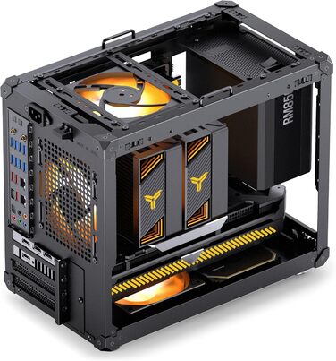 Корпус для ПК Jonsbo C6 MAX чорного кольору – компактний mATX з ручкою, сітчаста передня панель для вентиляції, підтримка відеокарти до 335 мм, кулера ЦП до 170 мм, 5 місць для вентиляторів