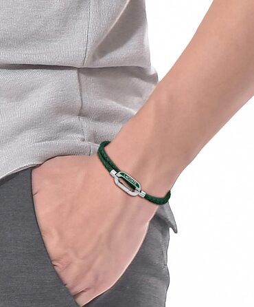 Браслет шкіряний чоловічий Lacoste STARBOARD зелений (синій, коричневий) - оригінал
