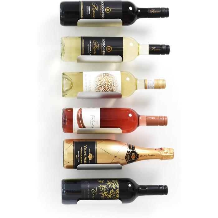 XYMPO Wall-Mounted Wine Rack Set, 6-Piece Aluminum Bottle Holders with Non-Slip Cork Pads for Secure Storage