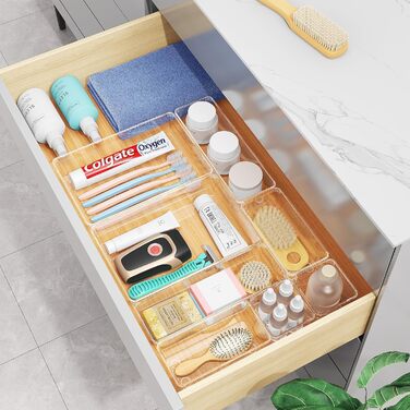Radikor Drawer Organizer Inserts - 50 Piece Vanity Organizer in 4 Sizes, Drawer Organizer, Make Up Organizer, Drawer Organization System for Desk, Office, Kitchen, Bathroom