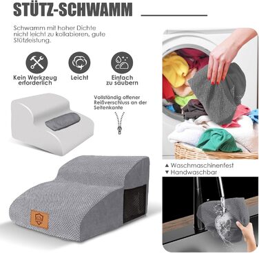 Myiosus Dog Stairs, 2 Steps Pet Staircase, Waterproof Dog Steps Made of Sponge, Non-Slip Dog Ramp for Sofa Bed, Dog Staircase with Washable Cover, Portable Cat Staircase
