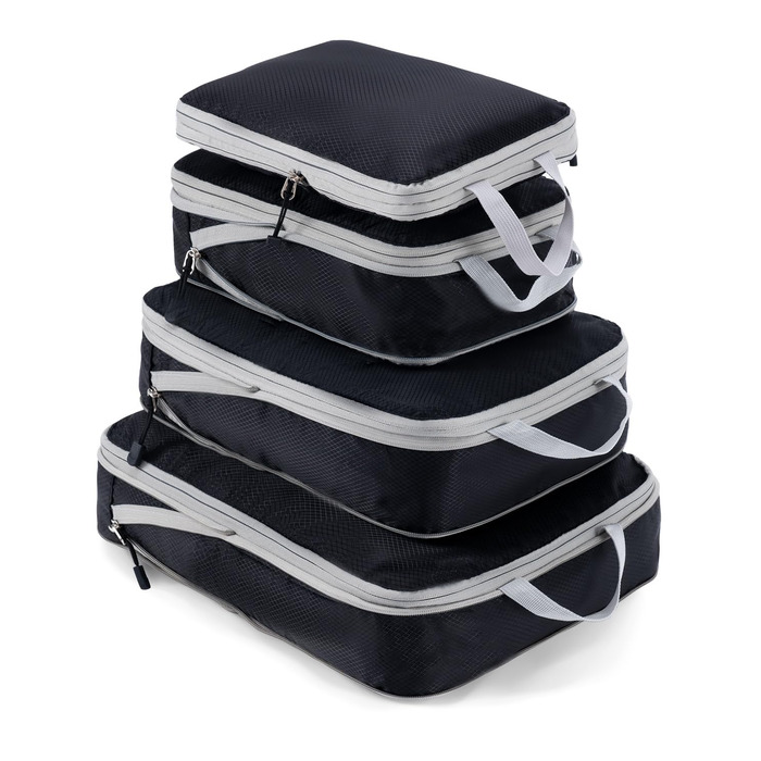 Набір кубиків-органайзерів для валізи Meowoo (4шт) - кубики-компресори, чорний