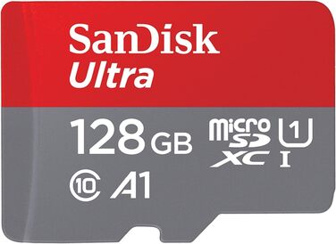 Карта пам'яті SanDisk Ultra microSDXC 128GB з SD-адаптером, швидкість до 120 МБ/с, Class 10, U1, A1