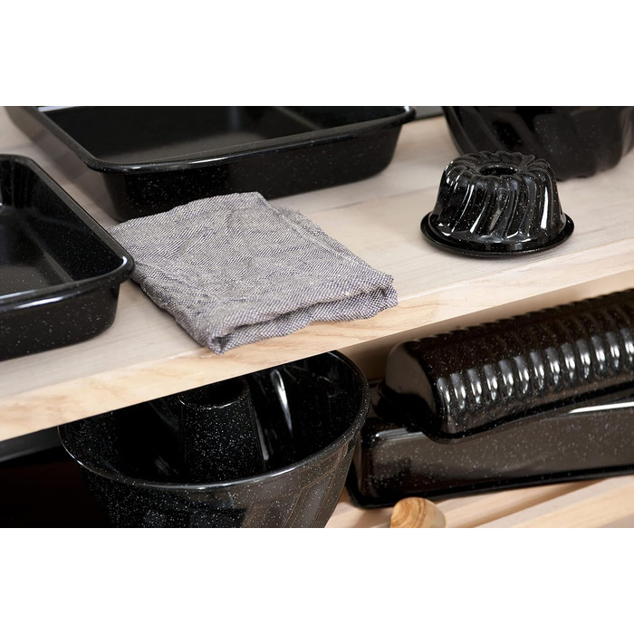 Riess, 0633-022, Professional Baker, Loaf Pan 35/14, CLASSIC - LOAF PANS, Height 8.3 cm, Capacity 2.5 Liters, Enamel, Black, Length 36.7 cm Width 14.2 cm Height 8.3 cm