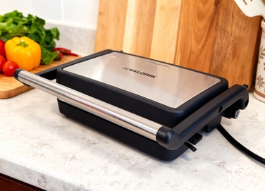 Контактний гриль Kalorik 1200 Вт, сріблястий, з розкриттям на 180°