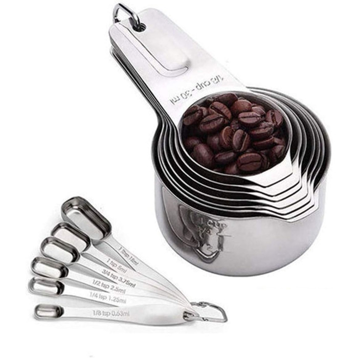 304 Stainless Steel Measuring Spoons Measuring Cups 13-Piece Set for Cooking