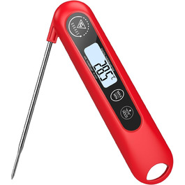 Цифровий кухонний термометр DOQAUS для м'яса, приготування, випікання та гриля. Швидка реакція, LCD екран, автовимкнення (червоний)