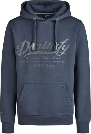 Худі DENIMFY для чоловіків, Regular Fit, з капюшоном, принт, бежевий, зелений, синій, чорний, сірий, розміри S-5XL (M, Navy-anthra-mineral Green)