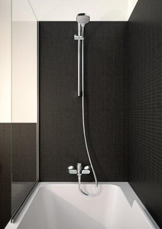 Hansgrohe Croma Select E Showerhead, Showerhead with Water-Saving Function, 3 Spray Patterns, Anti-Limescale Function, White/Chrome (3 Water-Saving Spray Patterns (Vario))