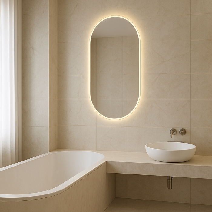 Овальне настінне дзеркало з LED-підсвіткою Glass Buster, 1000 x 500 мм