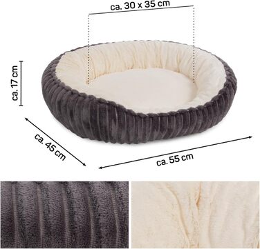 Кігтечка для котів Wallace & Jones Cameron - овальне ліжко-корзина, антрацит-бежеве, розмір S, 55 x 45 x 17 см