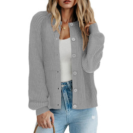 Жіноча в'язана жилетка Zeagoo Kurz - короткий кардиган, відкритий зріз, з ґудзиками, елегантний, повсякденний, світло-сірий, розмір XXL