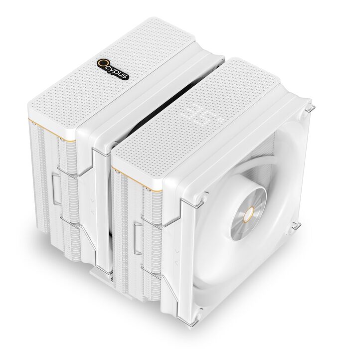 Ocypus Iota A62 BK: Кулер для CPU з цифровим дисплеєм, 6 теплових трубок, 2 вентилятори 120 мм, підтримка AMD AM4/AM5, Intel LGA 115X/1200/1700/1851