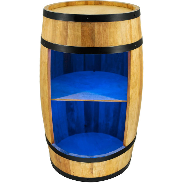 CREATIVE COOPER Fass bar LED RGB with Wine Holder - Wine Rack - Barrel House Bar 80x50cm - Rustic Decorative Bar Cabinet Wine Stand – Wine Cabinet (Oak)