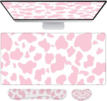 Килимок для миші 80x40 см 3-в-1 з підставкою для зап'ястя та клавіатури, рожевий (J2)
