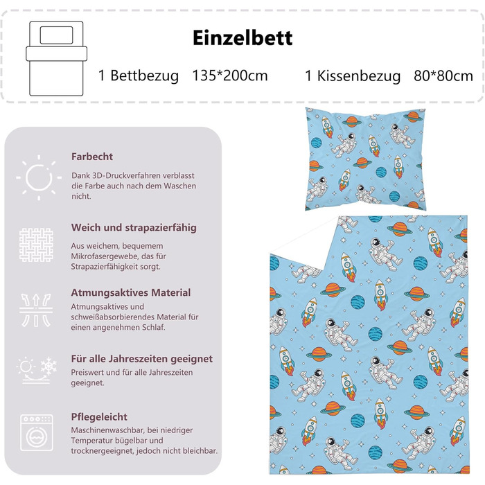 Комплект постільної білизни для дитячого ліжечка DJDEA 100x135 см - Динозаври, м'яка мікрофібра, 2 шт. (з наволочкою 40x60 см)