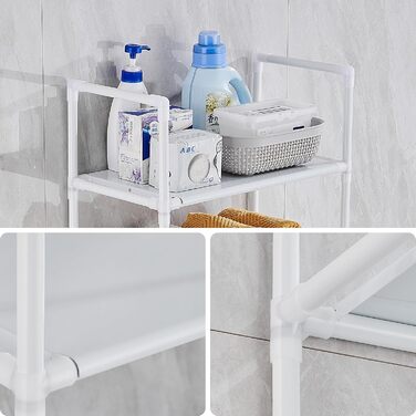 LIUBEI 3-Tier Toilet Shelf, Bathroom Shelf Space-Saving, White Bathroom Organizer Shower Shelf Easy Installation