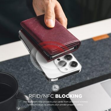 Чоловічий картхолдер VULKIT з RFID-захистом, шкіряний поп-ап картфутляр з відділенням для грошей та вікном для документів, колір: бордовий