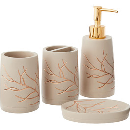 Sweet Home Collection Набір аксесуарів для ванної кімнати: елегантний дизайн, 4 шт. (харчовий матеріал, гілка)