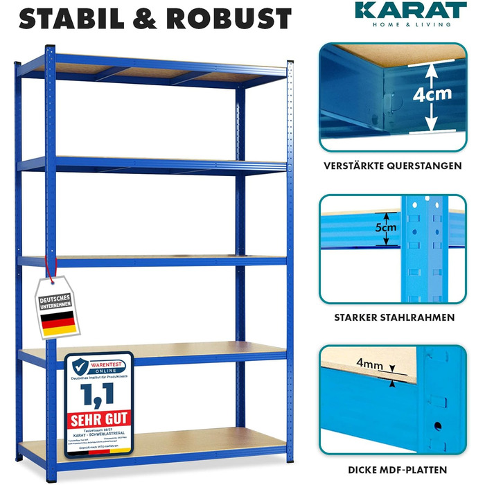 KARAT Heavy-Duty Shelving Unit, 2-Piece Set, 40 x 90 x 180 cm
