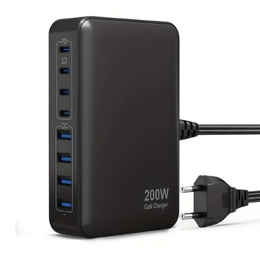 Зарядний пристрій USB-C 620W, 10 портів, швидка зарядка PD PPS 100W, для MacBook Pro/Air, iPad, iPhone 16/15/14/13/12 Pro Max, Samsung (чорний)