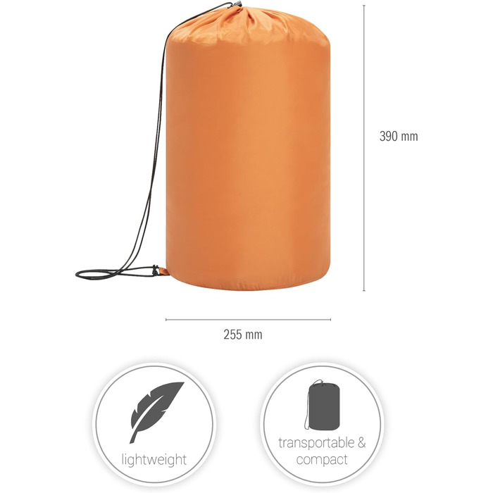 Paco Home Sleeping Bag - Washable, Breathable, Adult & Kids - Summer/Winter Camping & Travel (Orange, 220x70x6cm)
