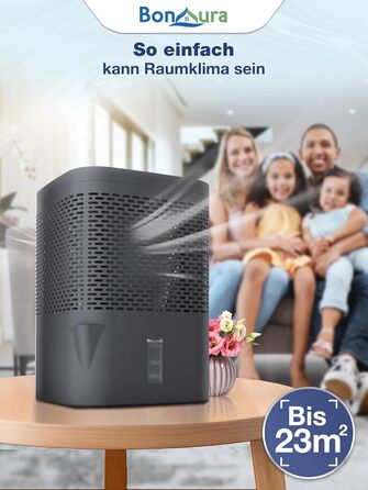 BonAura® Безструменевий осушувач повітря - для підвалів, ванних кімнат та інших приміщень - 680г осушувального грануляту в комплекті - Осушувач повітря, захист від плісняви, Titanium Grey