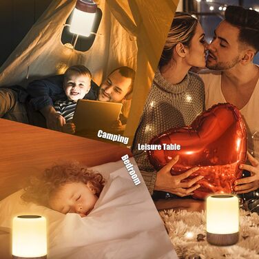 LED нічник на тумбочку з торканням, регулювання яскравості, працює від батарейок, 8 кольорів та 3 режими, дерев'яний масив, нічник на батарейках USB-зарядка з таймером для спальні, вітальні (волоський горіх, 1 шт.)