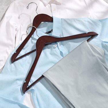 Дерев'яні вішалки для одягу Amber Home, 20 шт., масивна деревина волоського горіха, гладка поверхня, з перекладиною для штанів, поворотний гачок та виступи для куртки, штанів, сорочок (Волоський горіх, 20)