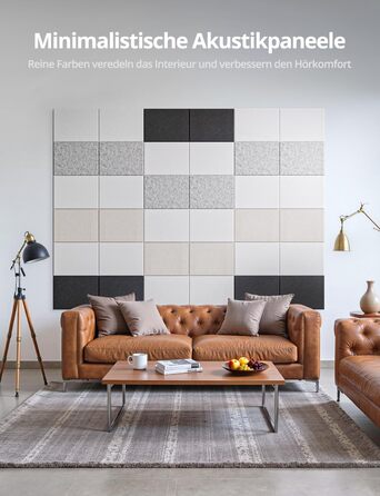 Акустичні панелі для звукоізоляції стін прямокутні, шумопоглинаючі панелі високої щільності з самоклейкою, чорні (30x40x0.9 см, 12 шт)