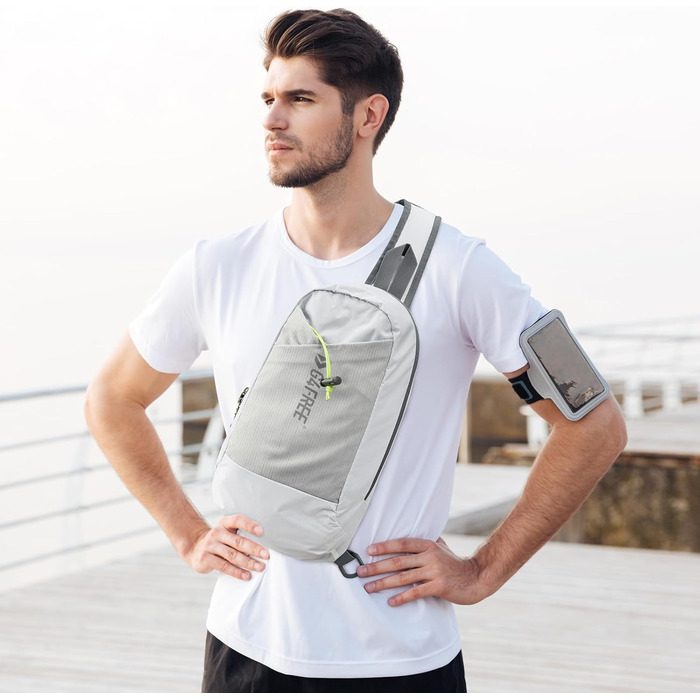 G4Free Сумка через плече/рюкзак, RFID-захист, з передньою кишенею, для походів, для щоденного використання, з нагрудною кишенею, білий, для жінок та чоловіків
