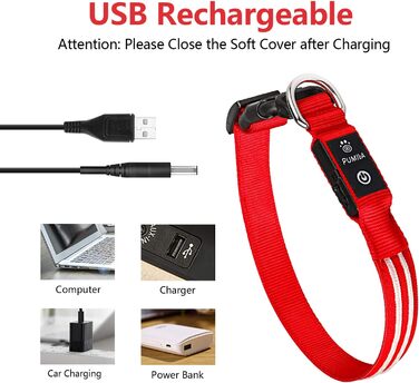 Світлодіодна нашийникова стрічка для собак PCoTllar, заряджається, 3 режими світіння, водонепроникна, для малих, середніх та великих собак, зелена, (TC5000), розмір S (28-40 см)